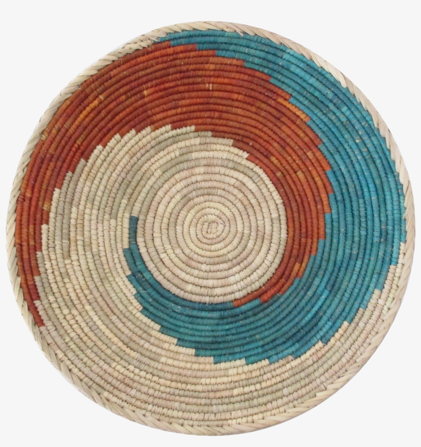 Hand Woven Turquoise & Red Swirl Basket On Chairish - Circle, transparent png #8382553