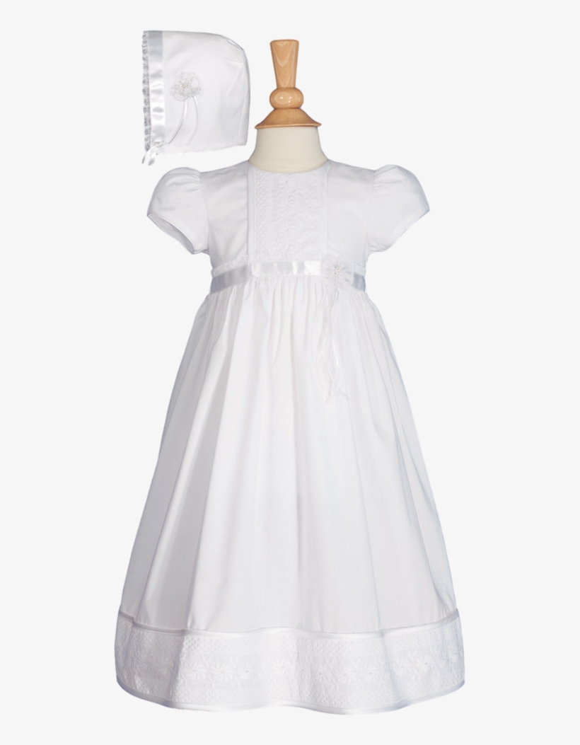 Floral Lace & 100% Cotton Handmade Christening Dress - Dress, transparent png #8382840
