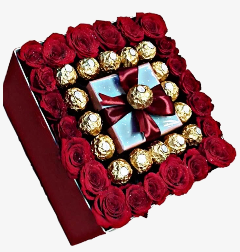 Gift Present Bow Chocolate Ferrerorocher Roses Box - Gift, transparent png #8383116
