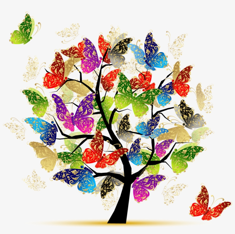 Donor Recognition » Butterfly Tree Illustration - Tree Of Life Butterflies, transparent png #8383664