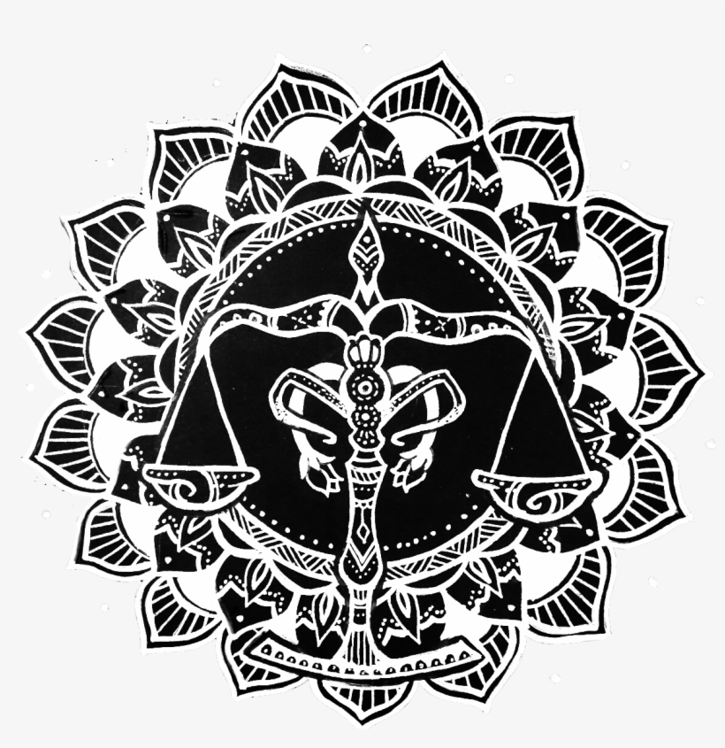 Libra Black And White Mandala - Mandala Libra, transparent png #8383755