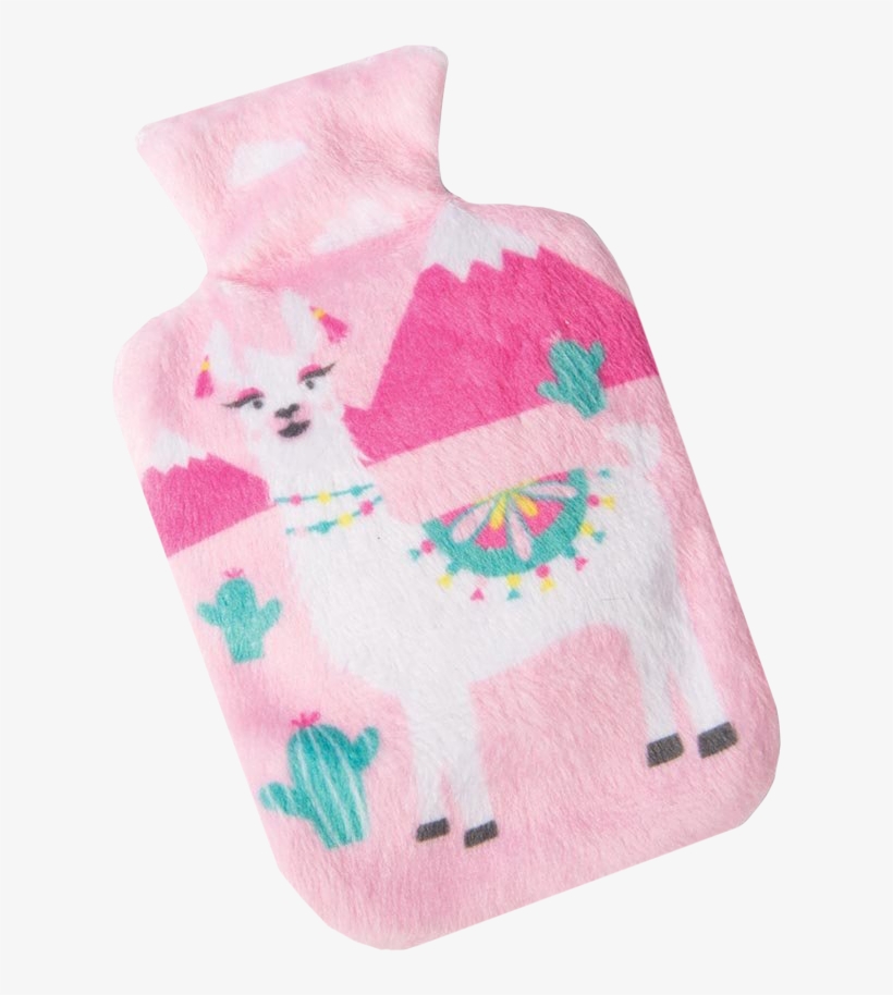 Pink Llama Pocket Hot Water Bottle - Wool, transparent png #8387171
