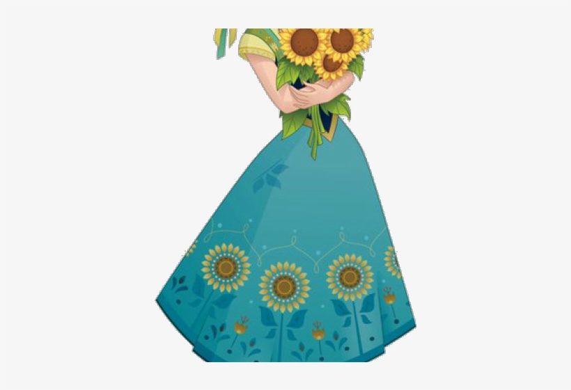 Frozen Clipart Frozen Fever - Anna Frozen Sunflower Dress, transparent png #8393250