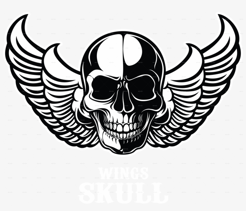 Skull 2 - Caveira Com Capacete E Asa, transparent png #8393798