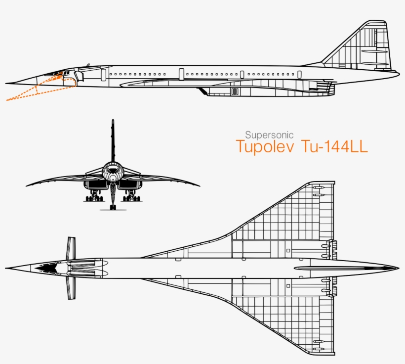 Supersonic Jet Concorde Jet Plane - Tupolev Tu 144 Blueprint, transparent png #8394125