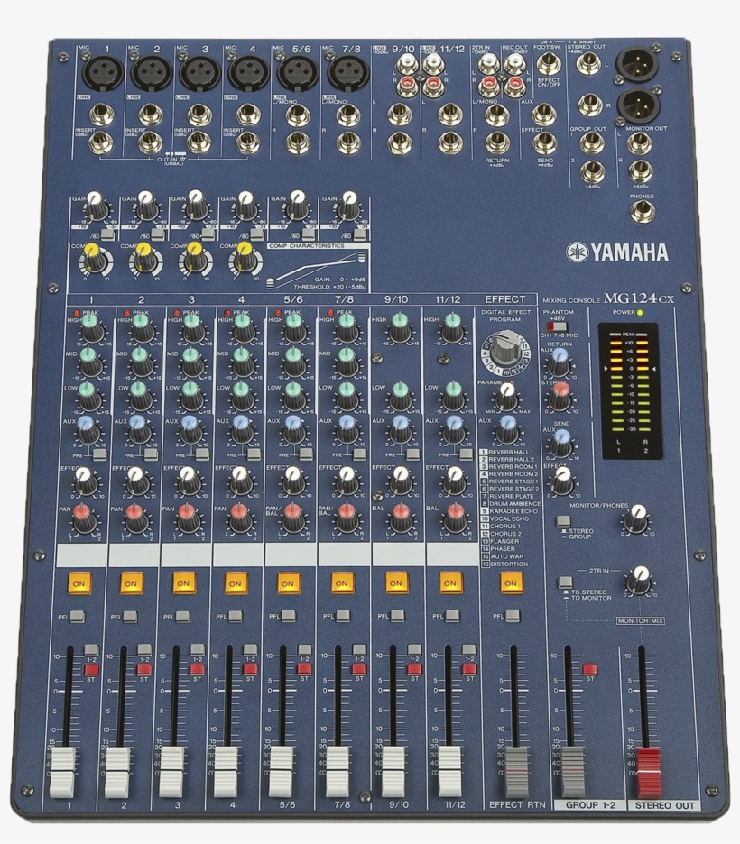 Yamaha Mg124cx 12 Channel Mixing Desk - Yamaha Mg 124 Cx, transparent png #8394589