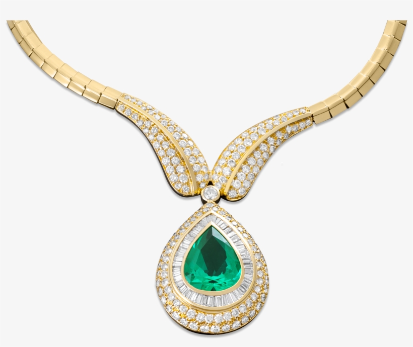 Colombian Emerald And Diamond Necklace, - Necklace, transparent png #8396861