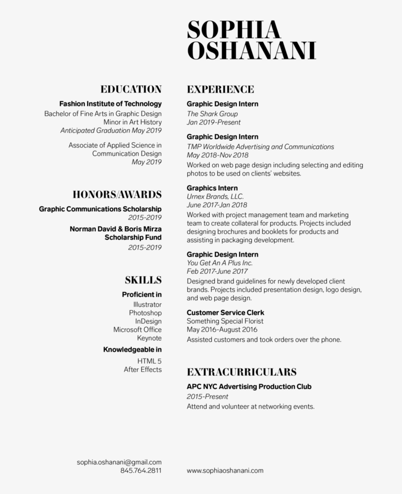 Sophia Oshanani Resume - Document, transparent png #8397255