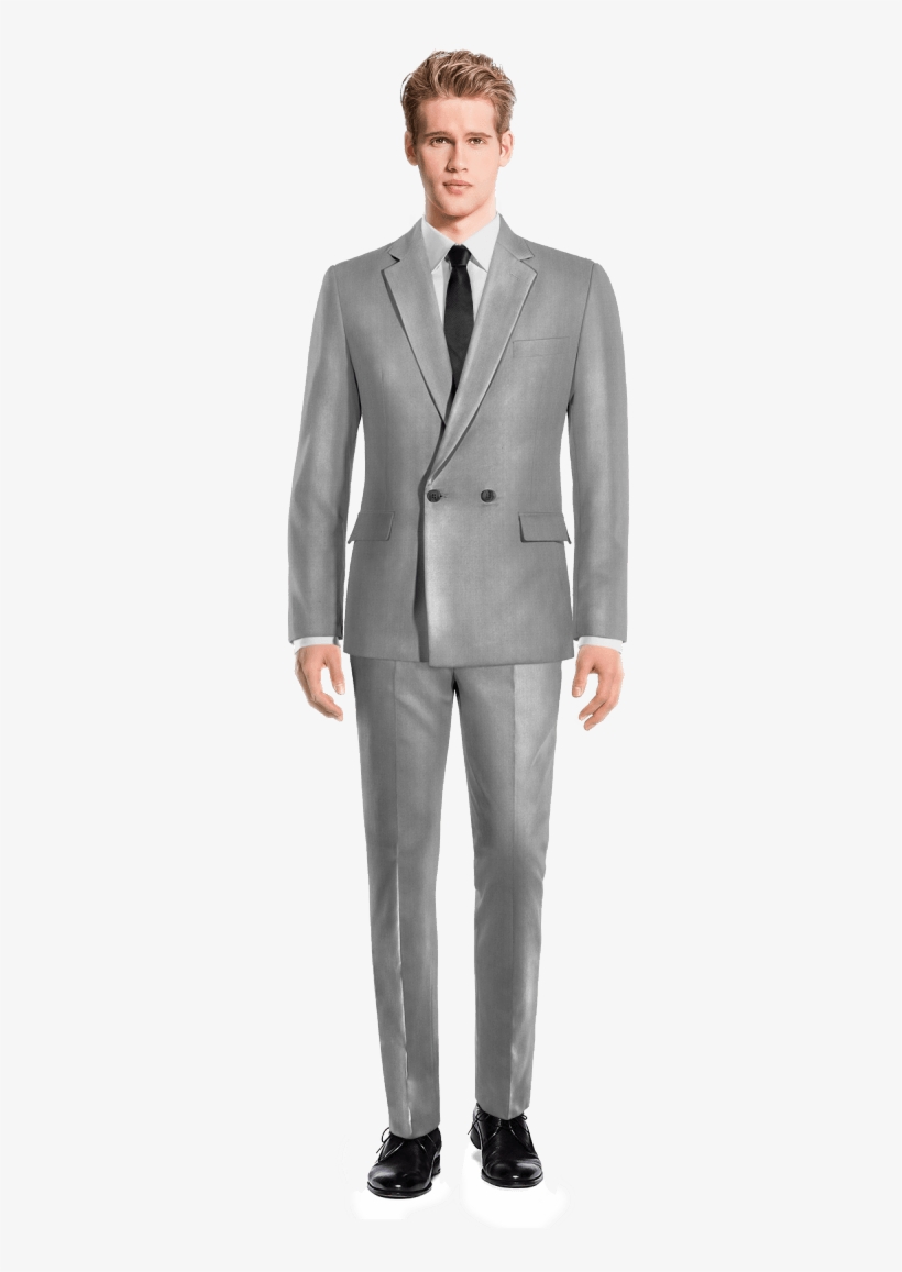 Grey Double Breasted Polyester Suit-view Front - Croisé Costume Carreaux Homme, transparent png #8399700