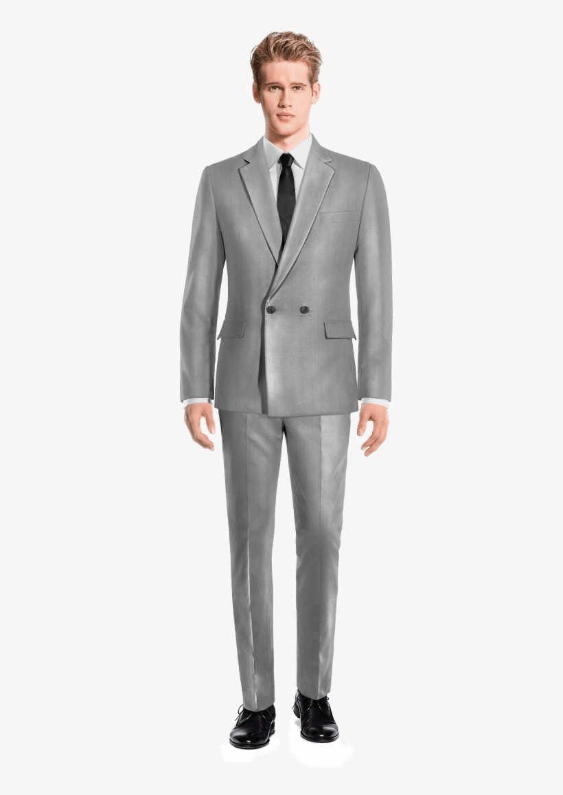 Grey Double Breasted Polyester Suit-view Front - Croisé Costume Carreaux Homme, transparent png #8399700