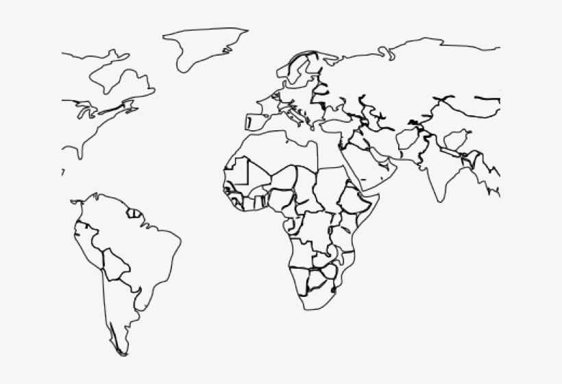 World Map Clipart Outline - Map Black And White Outline, transparent png #8399798
