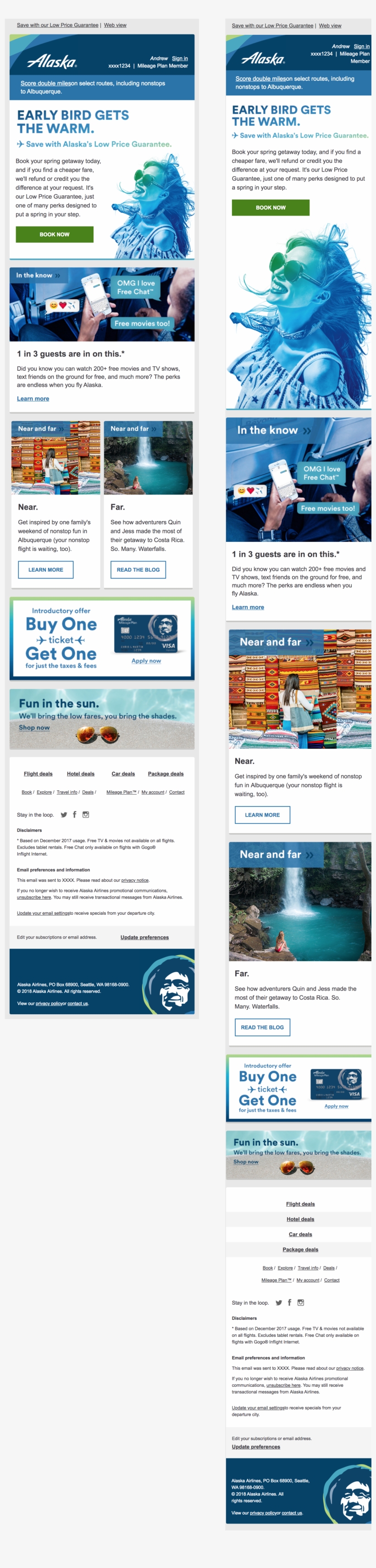 Beautiful Responsive Email From Alaska Airlines - Email, transparent png #840424