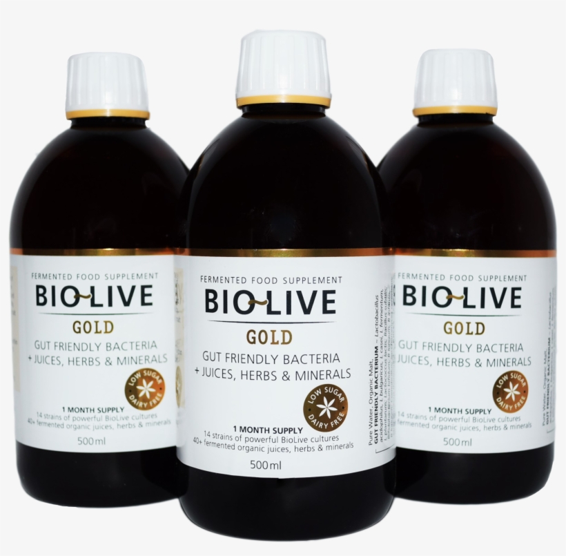 Bio Live Gold 3 Bottles Png - Glass Bottle, transparent png #840639