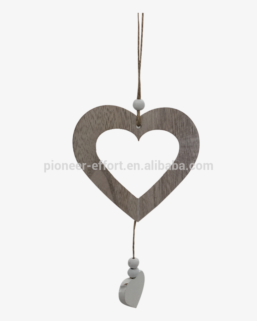 Wooden Heart Christmas Tree Hanging Ornaments - Heart, transparent png #841177