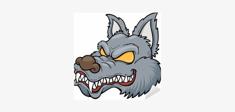 Vector Illustration Of Cartoon Wolf Face Sticker • - Desenhos Animado De Lobo, transparent png #843733