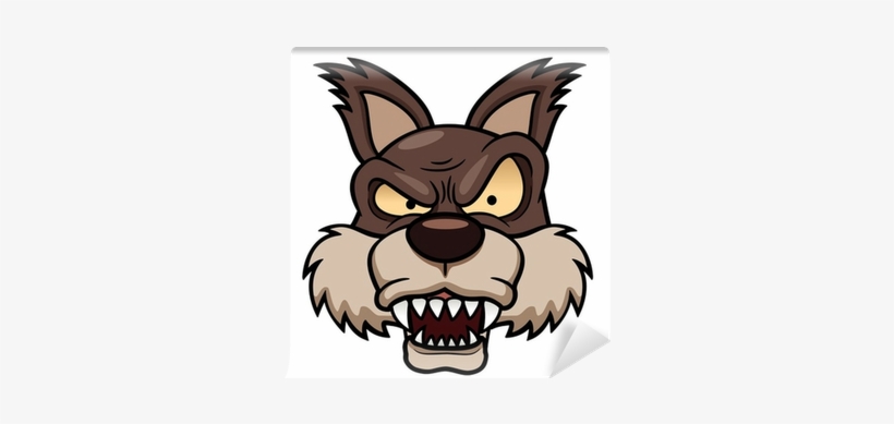 Illustration Of Cartoon Wolf Face Wall Mural • Pixers® - Big Bad Wolf Face, transparent png #843888