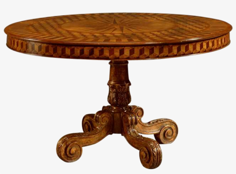 Inlaid Round Dining Table - Table, transparent png #845358