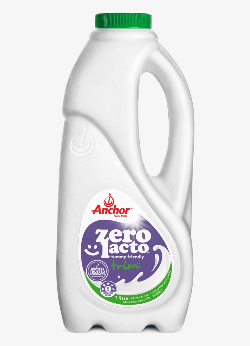Anchor Zero Lacto Trim Milk 1l Bottle - Lactose Free Milk Nz, transparent png #845772