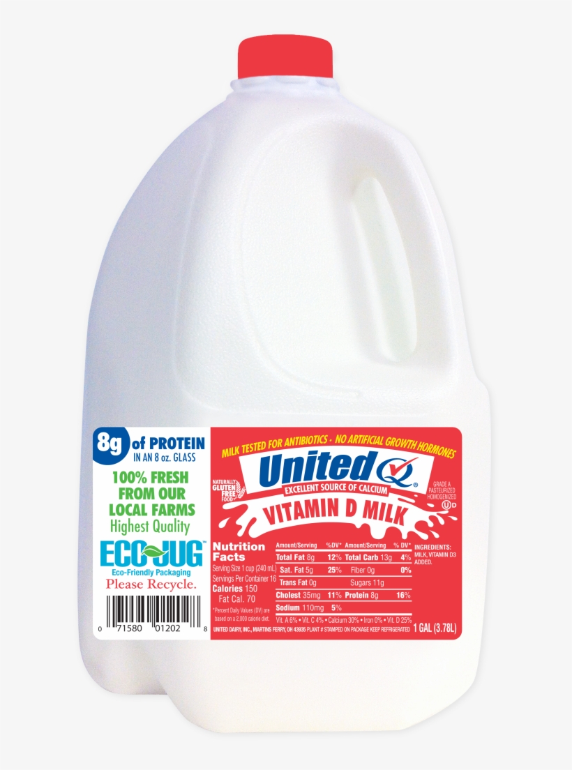 Products, Vitamin D Milk - United Dairy United 2% Reduced Fat Milk Gallon, transparent png #845838