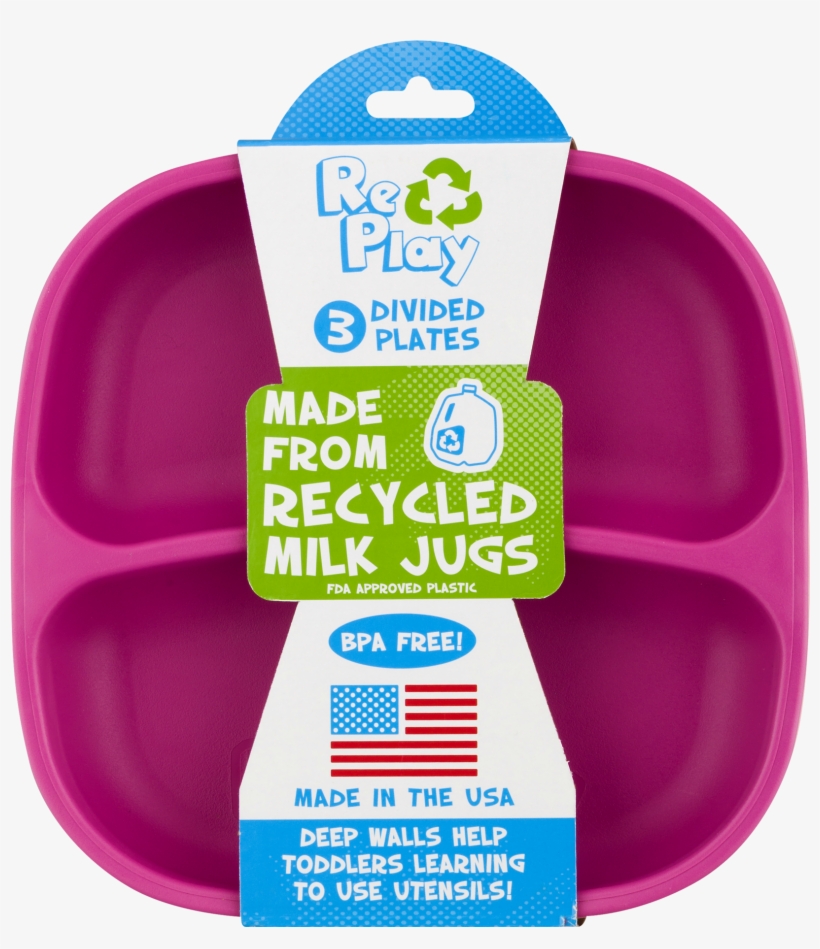 Re-play 3 Pack Divided Plates - Primary Colours, transparent png #845933