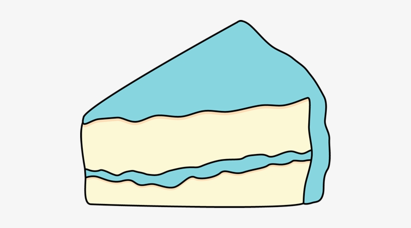 Slice Of White Cake With Blue Frosting - Slice Of Cake Clipart Blue, transparent png #845953