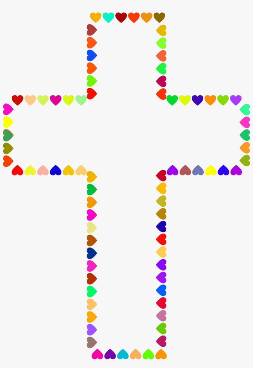 Jpg Transparent Library Prismatic Hearts Big Image - Heart Cross Clip Art, transparent png #847912