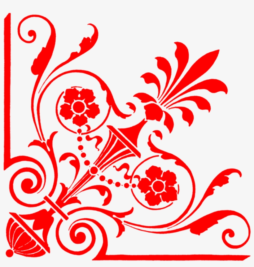 Floral Corners Png - Red Floral Vector Png, transparent png #848818