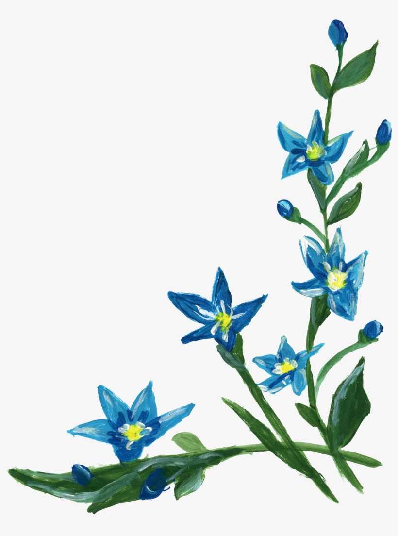 9 Flower Corner Png Transpa Onlygfx - Transparent Png Blue Flowers, transparent png #849032