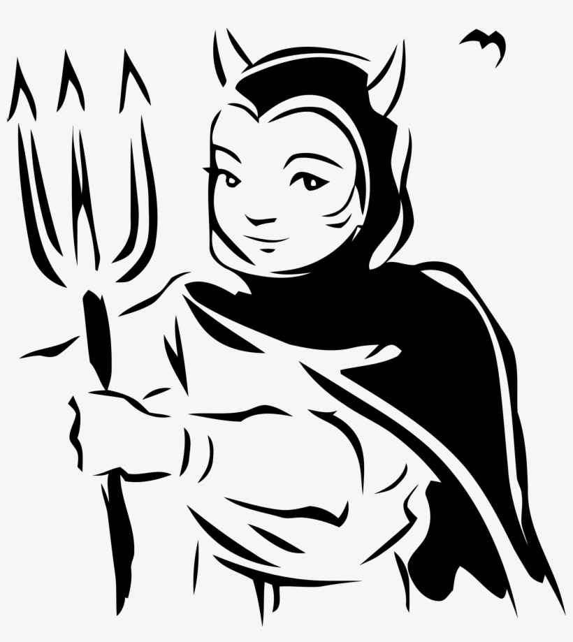 Big Image - Devil Queen Vector Black And White, transparent png #8400347