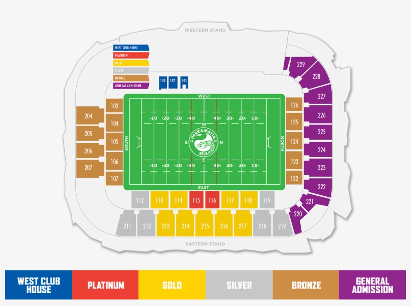 Bankwest Stadium - Western Sydney Stadium Seating Plan, transparent png #8402687