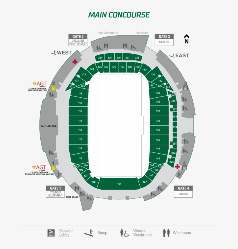 Stadium Concourse Map - Mosaic Stadium Map, transparent png #8403265