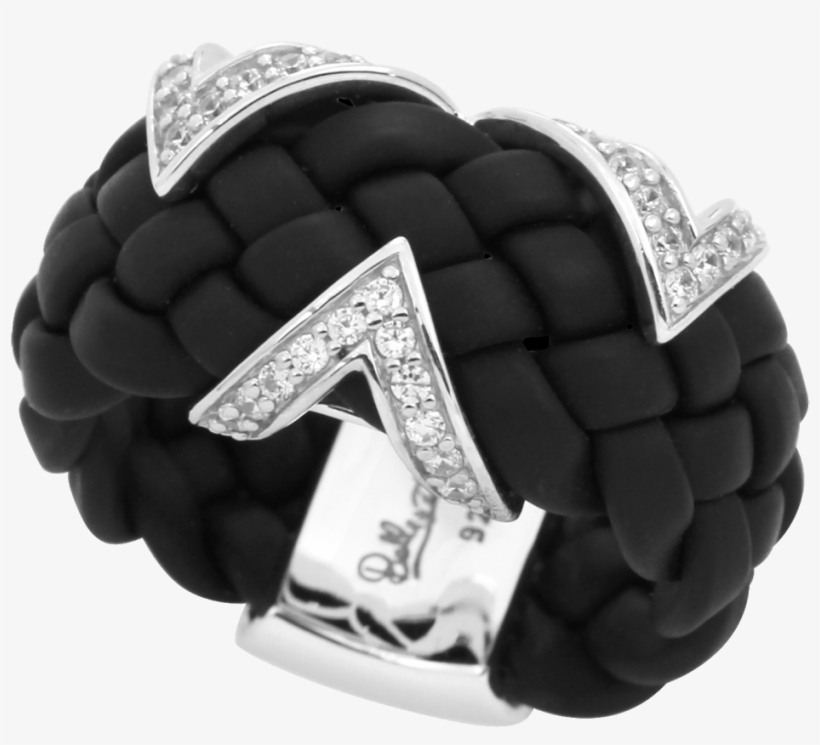 Sterling Silver Italian Rubber Arpeggio Rubber Black - Pre-engagement Ring, transparent png #8405469