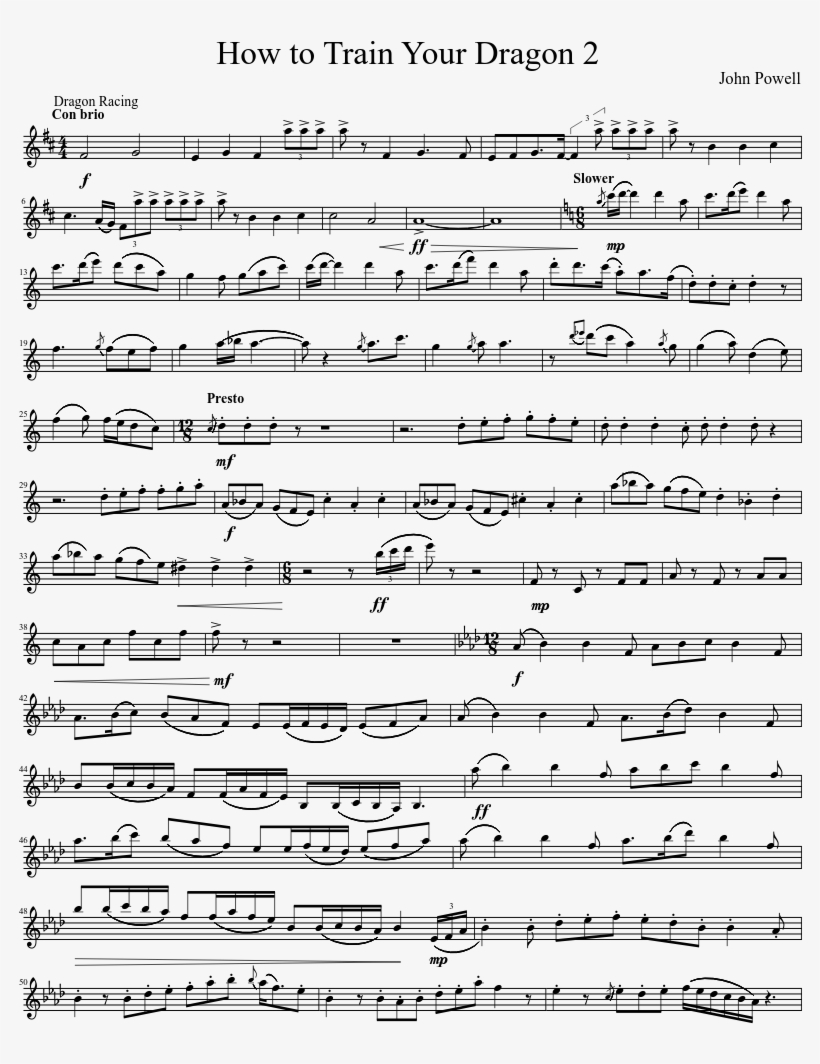 The Ultimate How To Train Your Dragon 2 Medley For - Sheet Music, transparent png #8405859