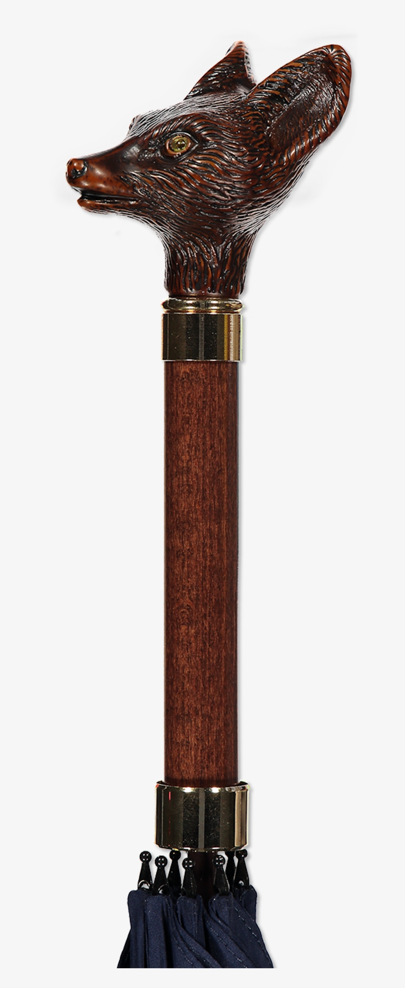 Brown Fox Head Umbrella French Navy - Wood, transparent png #8407401