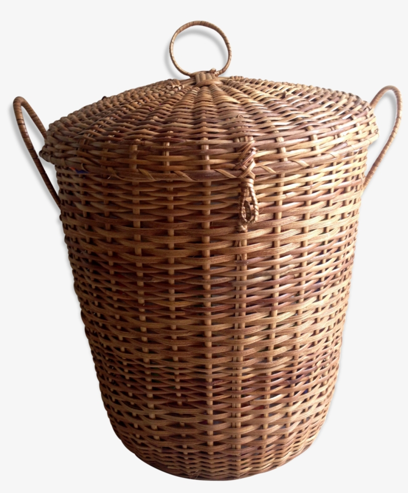 Vintage Wicker Laundry Basket - Wicker, transparent png #8407503