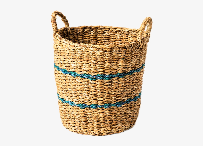 Seagrass Basket Blue Jute Stripe Large, transparent png #8407533