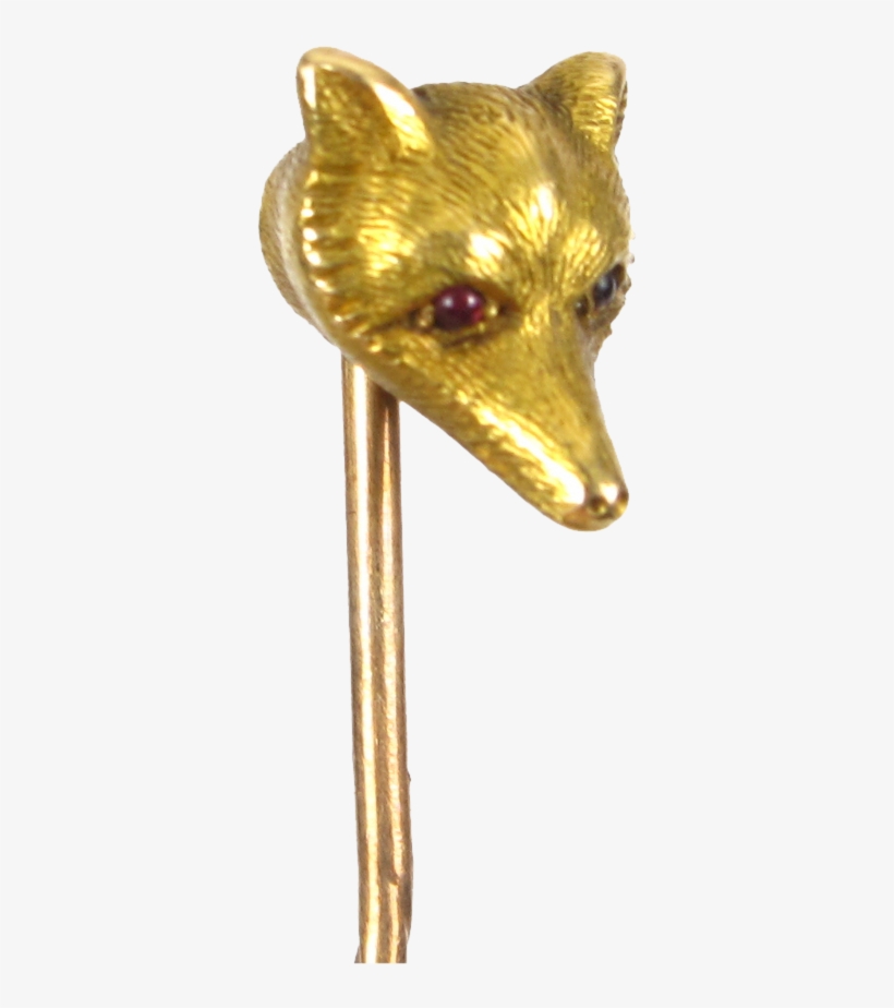 3d Ruby Eyed Fox Head 14 Kt Gold Stick Pin - Fox, transparent png #8407963