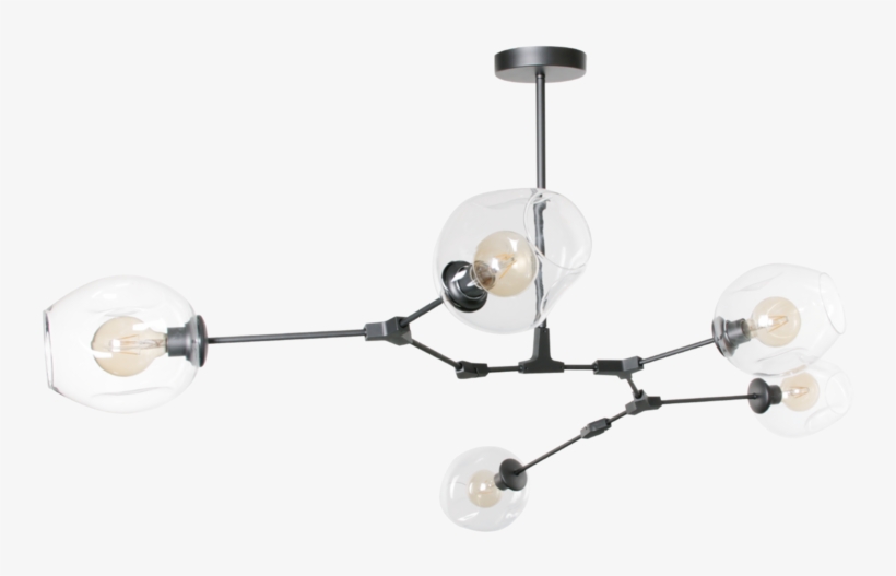 Hanging Lamp Laurent 5 Lights Anthracite Clear Glass - Ceiling Fixture, transparent png #8409063