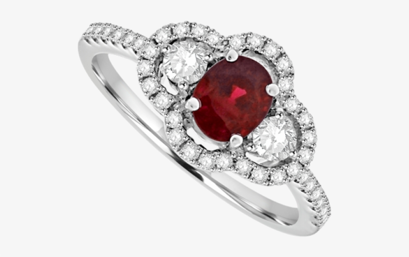 Red Stone White Gold Diamond Ring Uk, transparent png #8409157