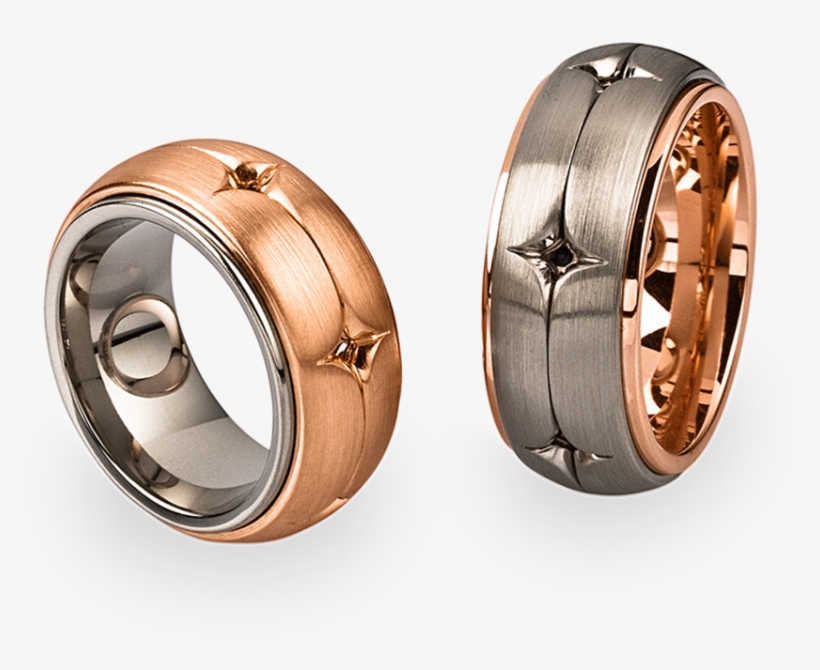 Wedding Rings In 18k White And Red Gold - Earrings, transparent png #8409420