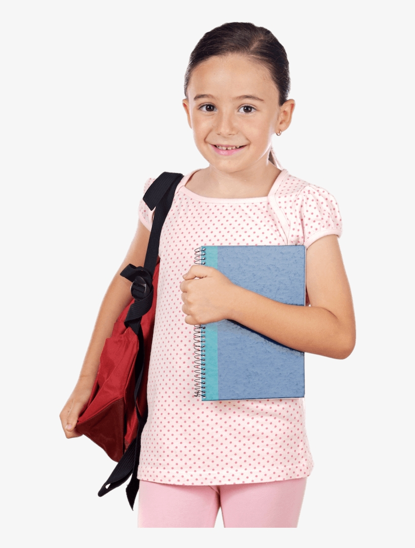 Girl With Books - Children Going To School, transparent png #8410260