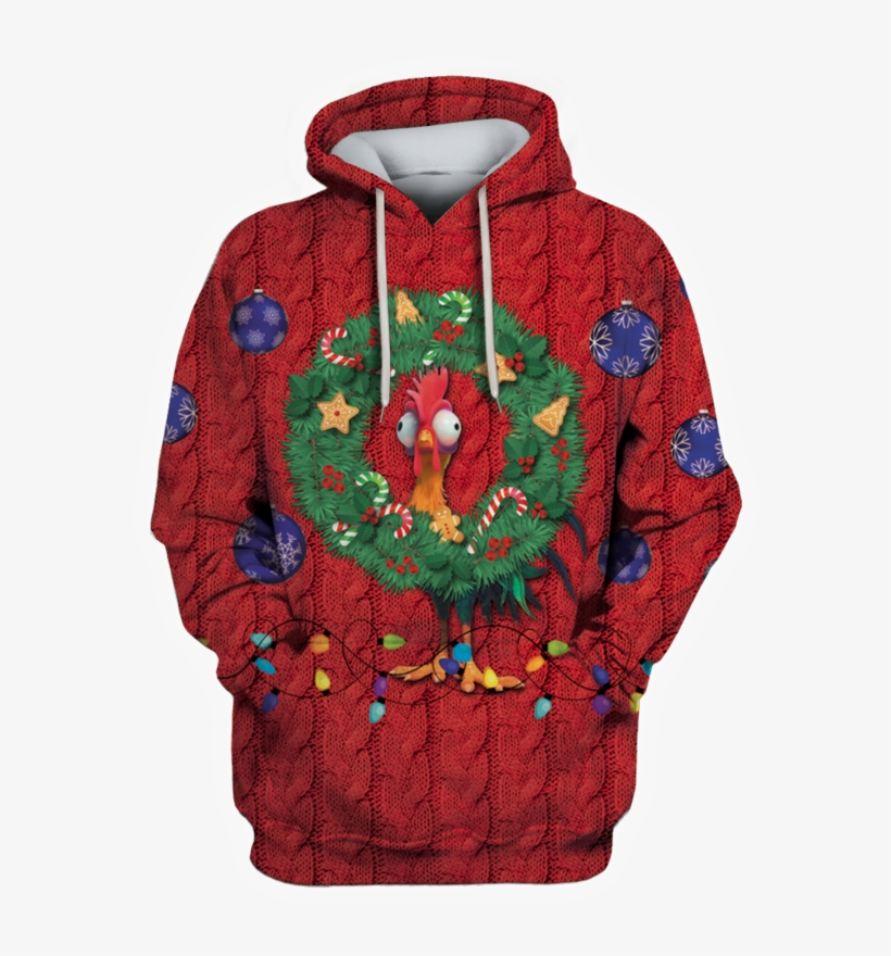 3d Heihei Chicken In Christmas Day Full Print T Shirt - Sweatshirt, transparent png #8412045