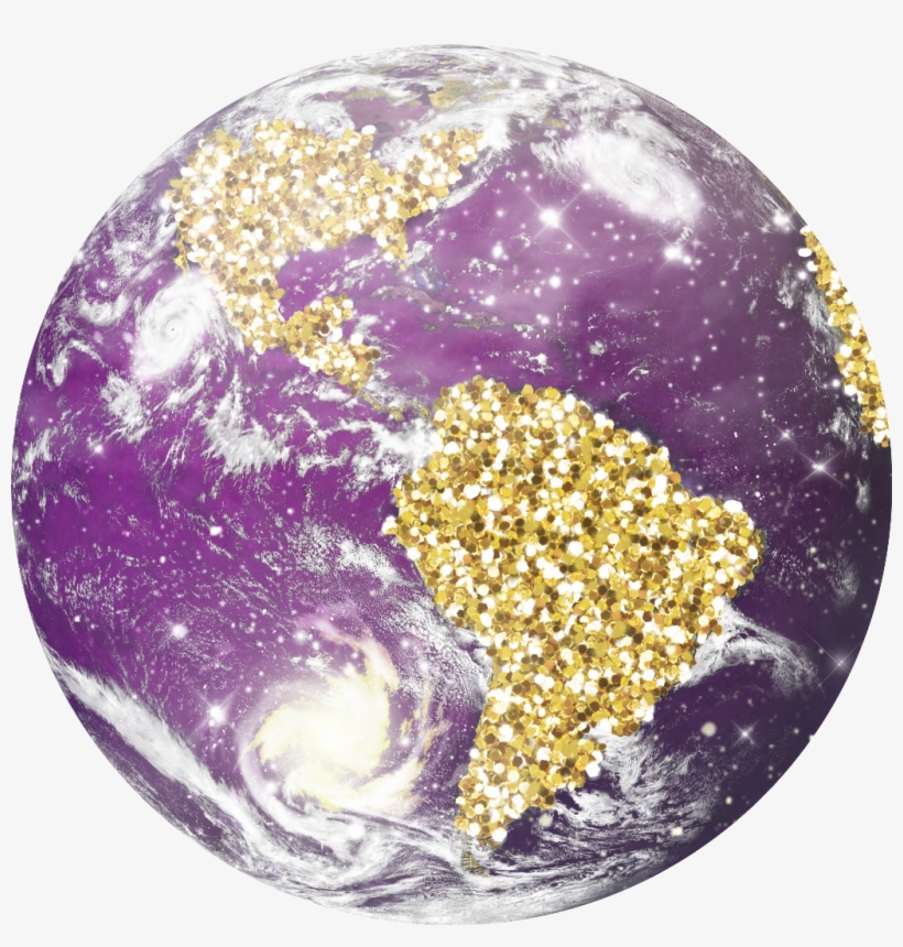 Earth World Globe Planet Sparkle Glitter Gold Universe - Earth, transparent png #8413986