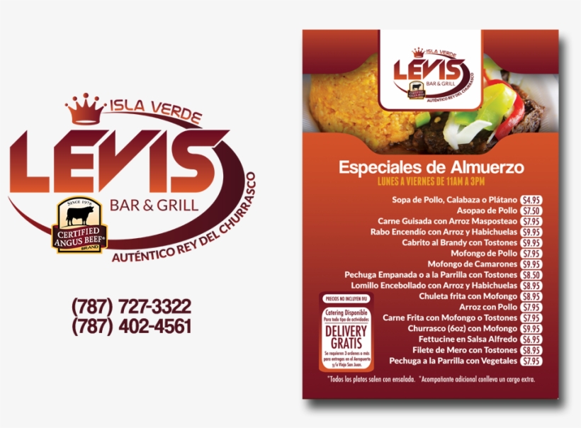 Levis Bar & Grill Levis Isla Verde Menu Free Transparent PNG