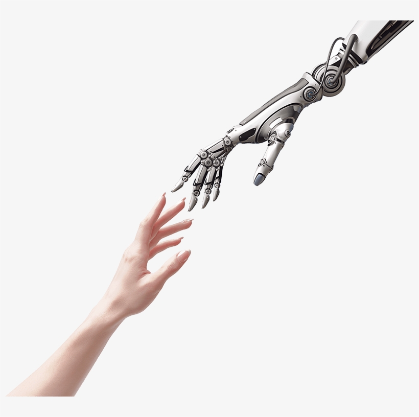 Translation App - Robot And Human Female Hands, transparent png #8422353