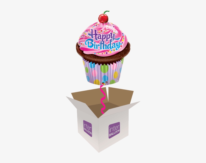 Cupcake With A Cherry On Top - Mylar Balloon Cake, transparent png #8422903