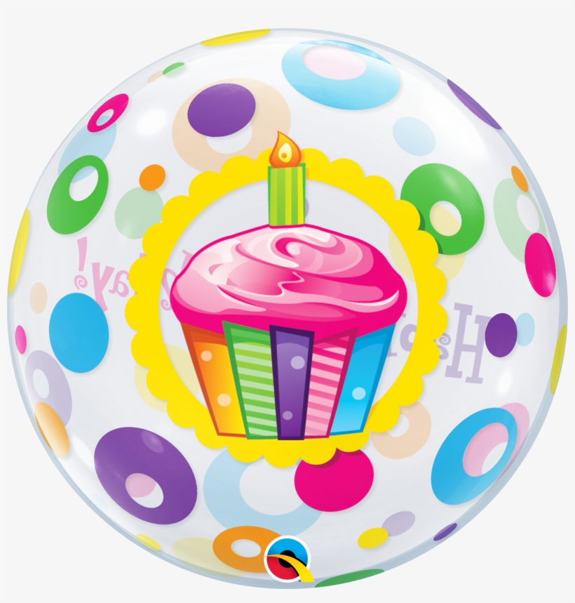 Happy Birthday Cupcake Dots Bubble Balloon 14184 1 - Bubble Cup Cake Balloon, transparent png #8422938