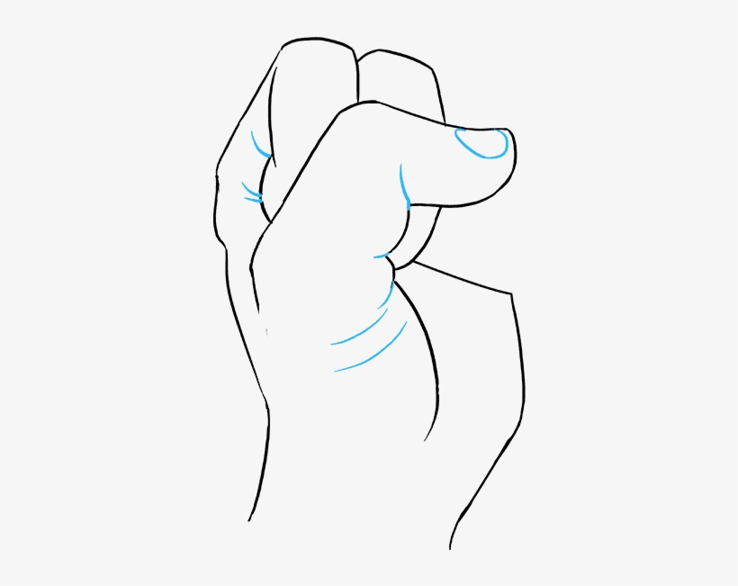 How To Draw Fist - Easy Fist Drawing, transparent png #8424318