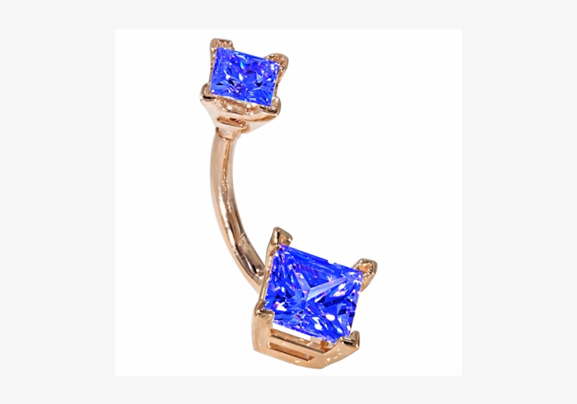 14k Rose Gold Princess Gem Belly Rings - Diamond, transparent png #8426168