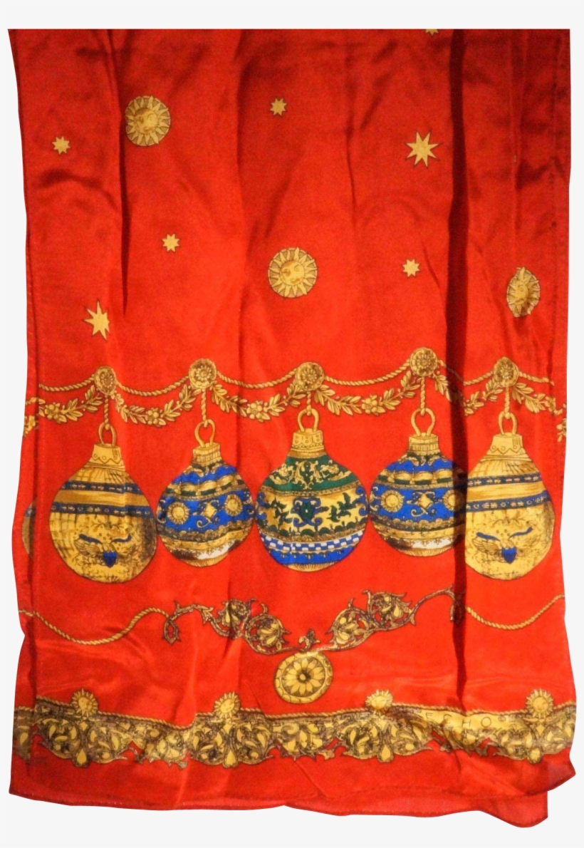 Echo Red Silk Scarf Christmas Ornaments Long 59 In - Embroidery, transparent png #8427917